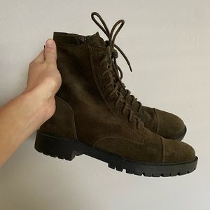 Lucky Brand Olive Green suede lace up boots